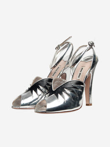 Miu Miu Silver leather metallic two-tone sandal heels - size EU 40