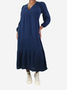 Xirena Navy blue cotton v-neck dress - size L