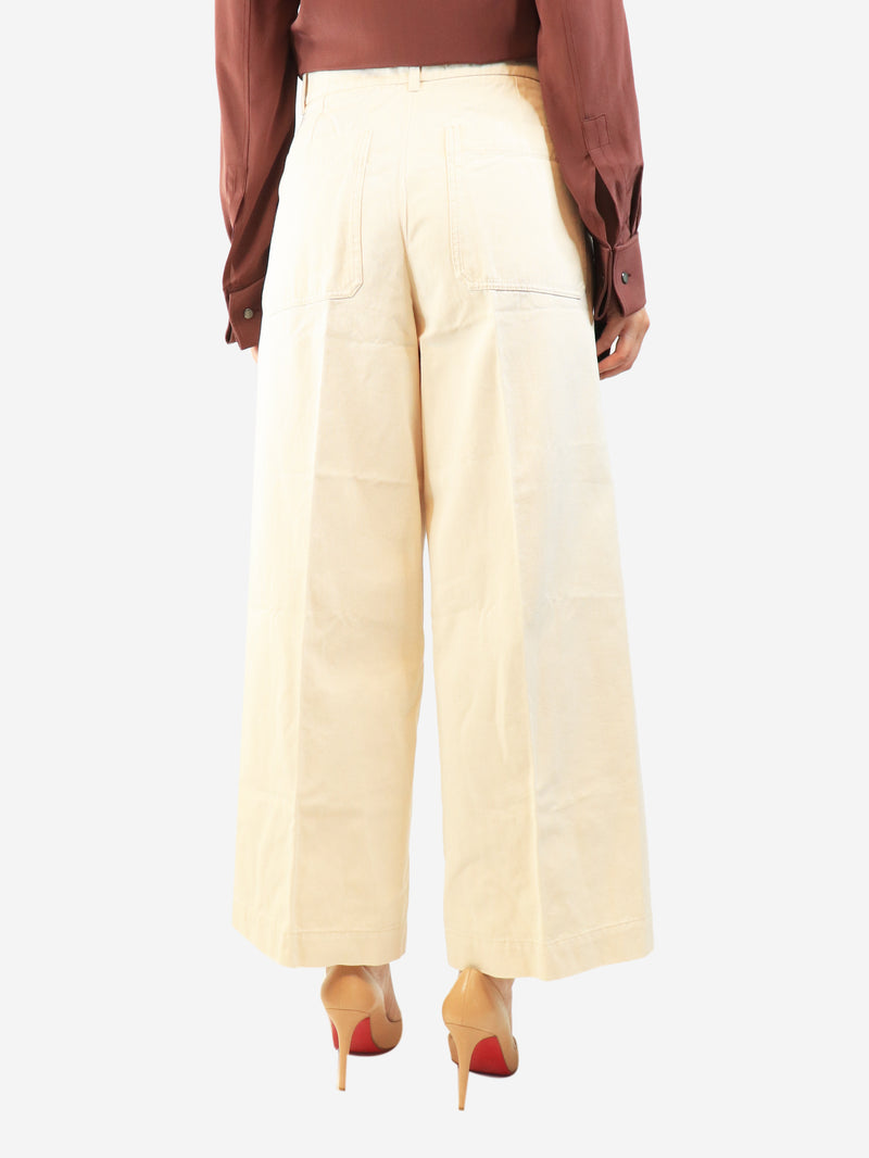 Cream wide leg jeans - size UK 10