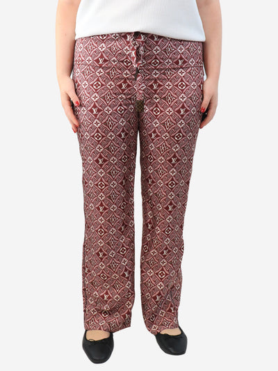 Red silk printed trousers - size UK 12 Trousers Louis Vuitton 