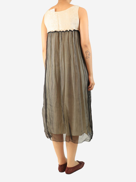Black sleeveless beaded colour-block dress - size L alternate image