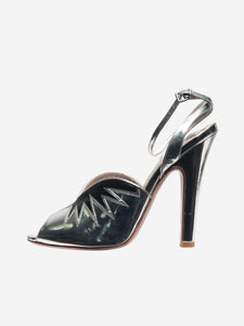 Miu Miu Silver leather metallic two-tone sandal heels - size EU 40