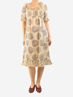 Neutral short-sleeved printed dress - size L Dresses Dosa 