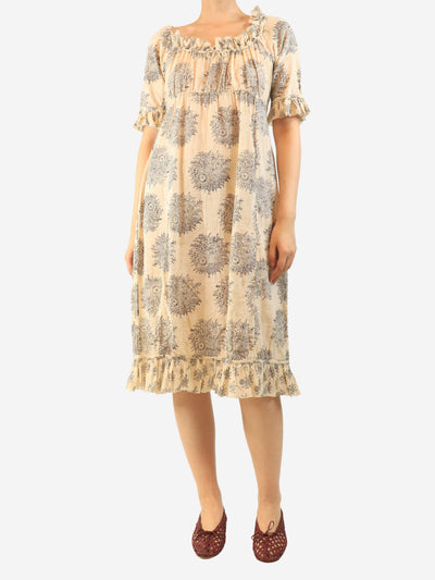 Neutral short-sleeved printed dress - size L Dresses Dosa 