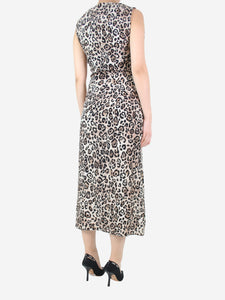 Raey Brown leopard-print silk dress - size UK 6