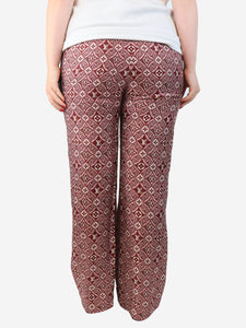 Louis Vuitton Red silk printed trousers - size UK 12