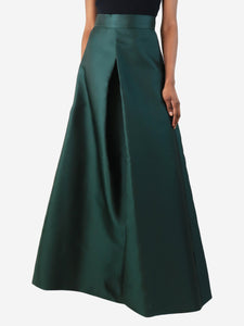 Max Mara Dark green pleated maxi skirt - size UK 6