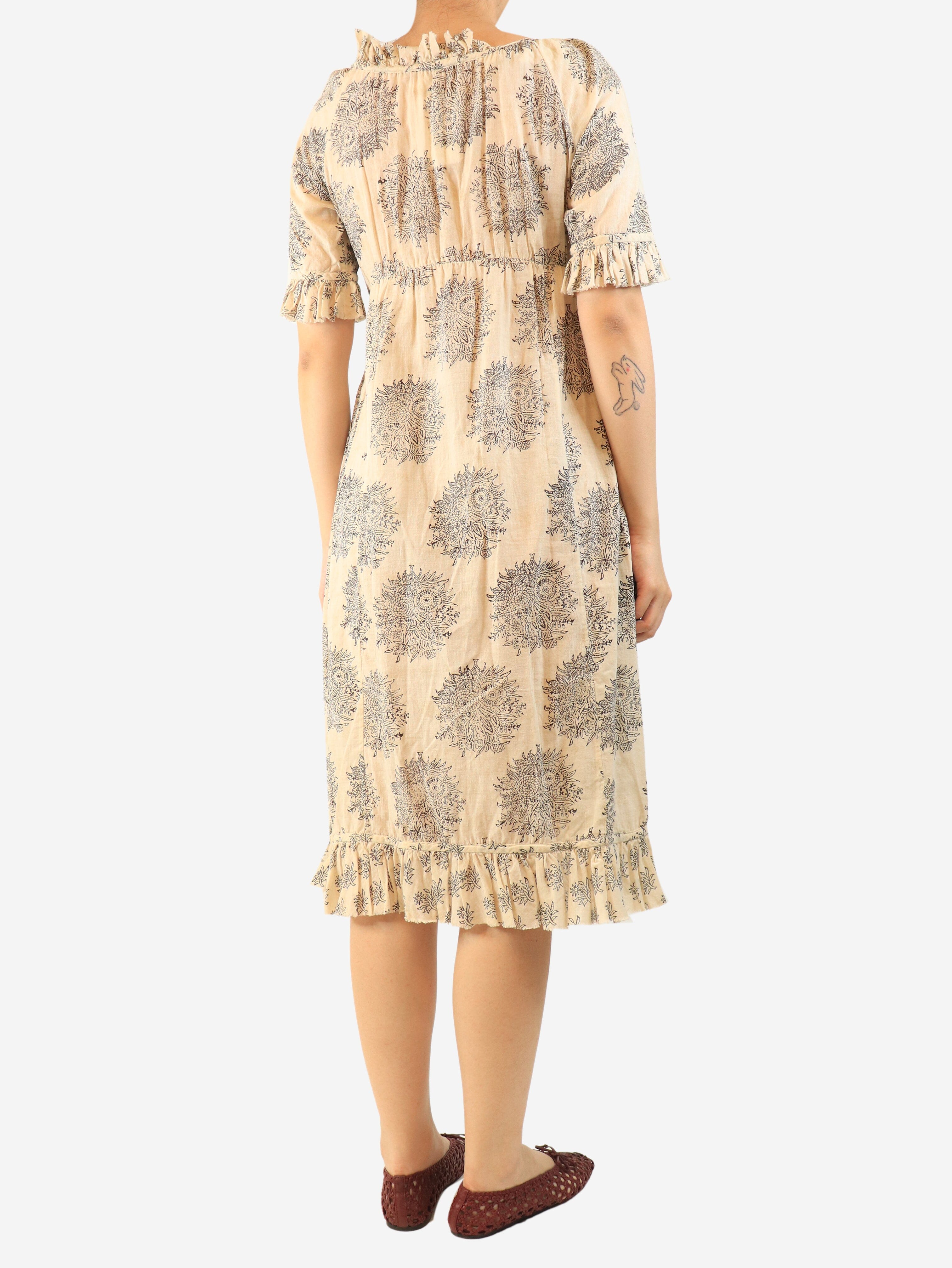Neutral short-sleeved printed dress - size L Dresses Dosa 