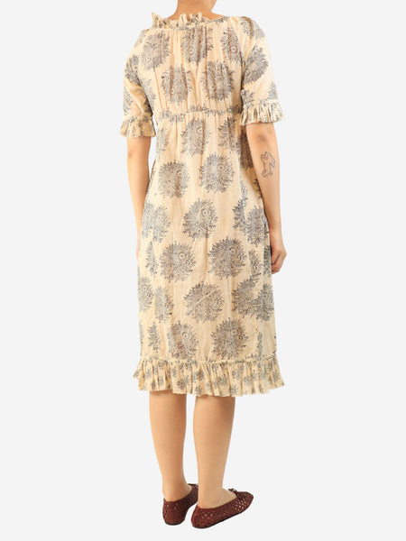 Neutral short-sleeved printed dress - size L alternate image