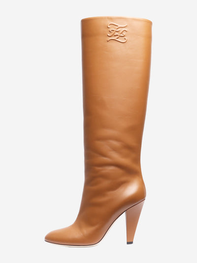 Tan debossed logo boots - size UK 7 Boots Fendi 