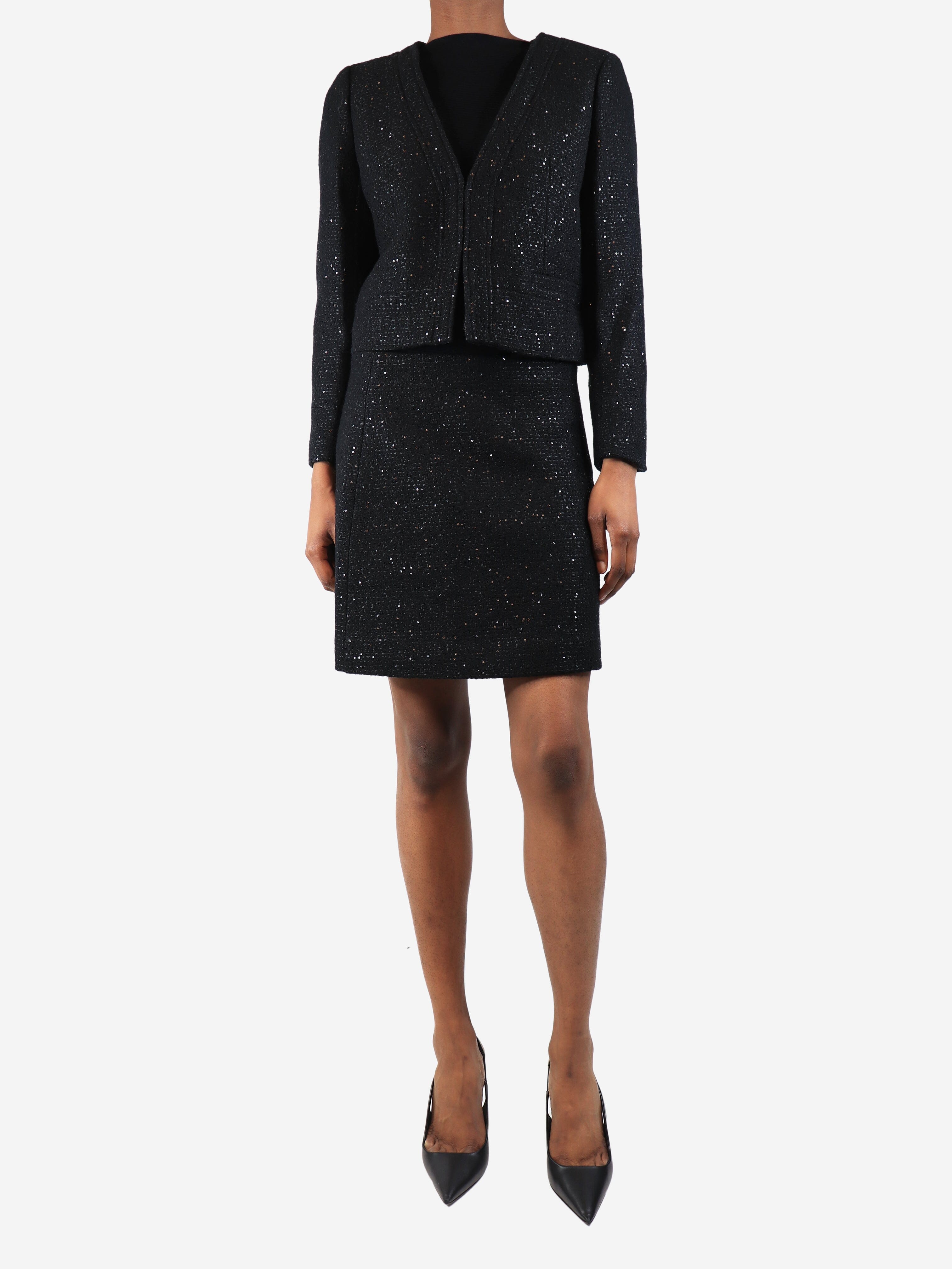 Black tweed sequin jacket and skirt set - size UK 8 Sets J.Crew 