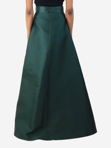 Max Mara Dark green pleated maxi skirt - size UK 6