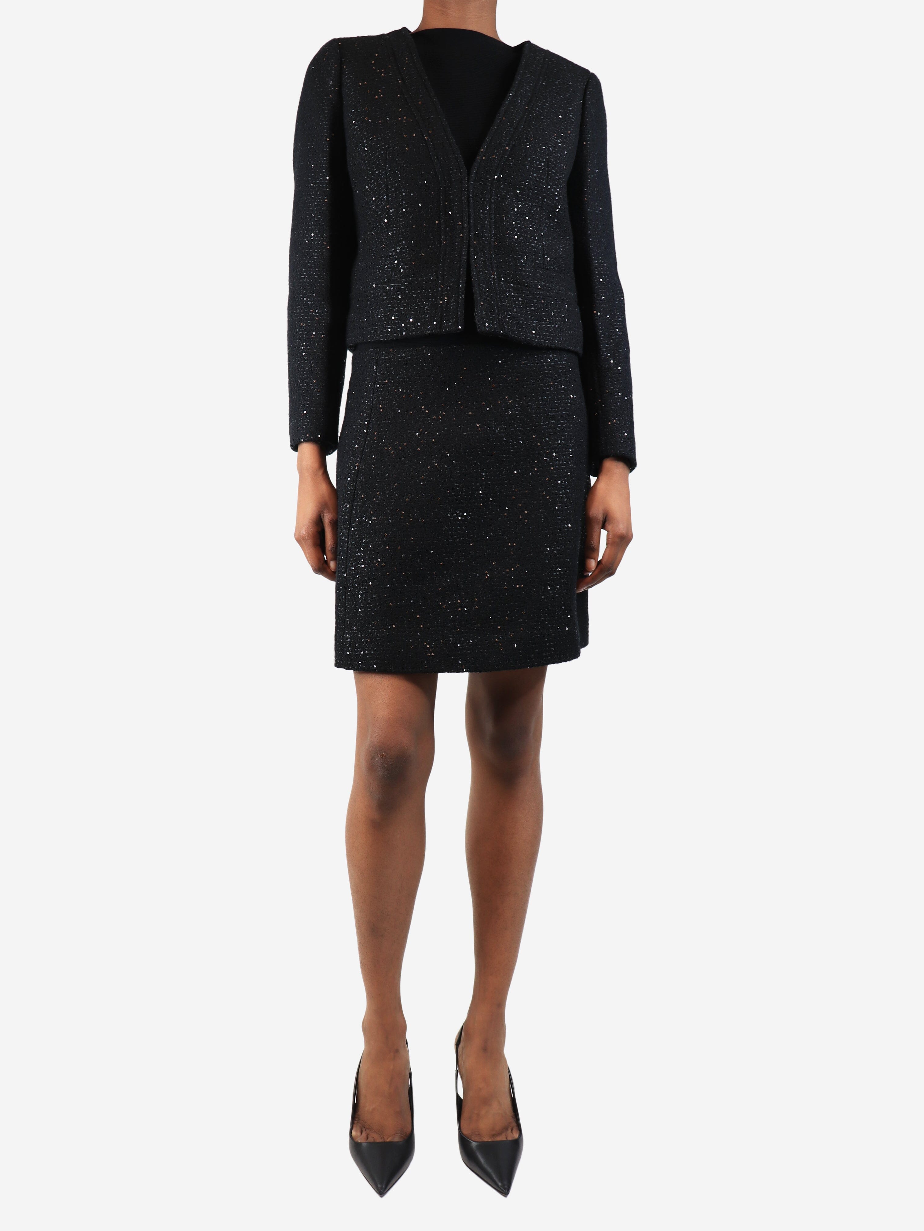Black tweed sequin jacket and skirt set - size UK 8 Sets J.Crew 