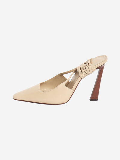 Neutral leather square-toe mules - size EU 39 Heels Saint Laurent 