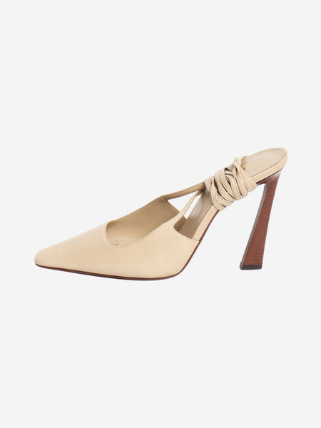 Neutral leather square-toe mules - size EU 39 product image