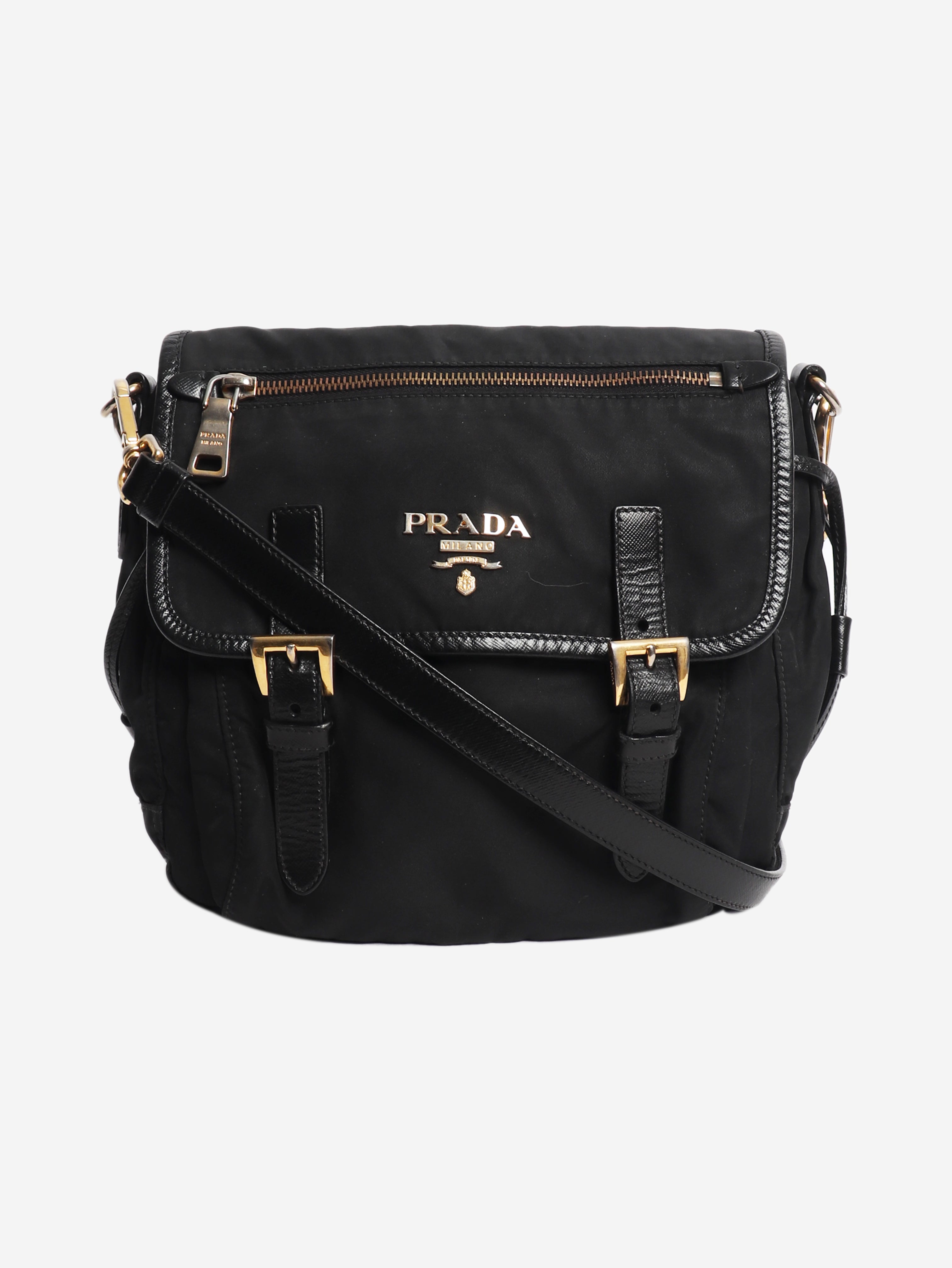 Black nylon satchel bag