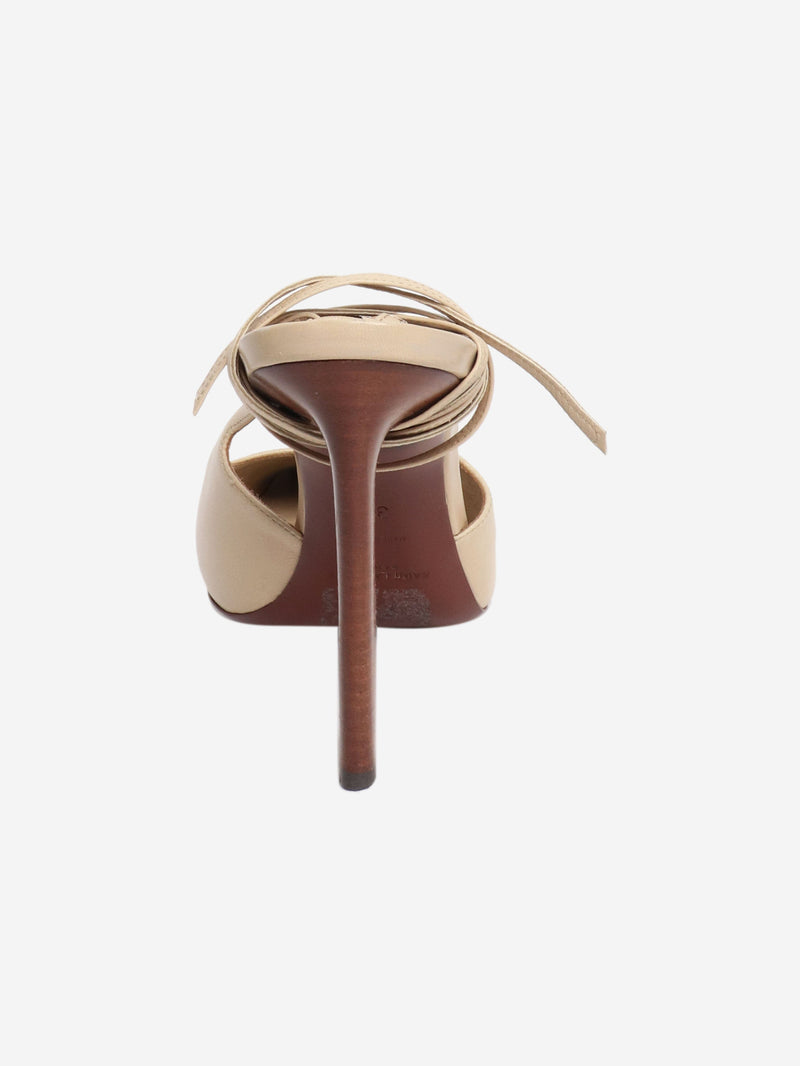 Neutral leather square-toe mules - size EU 39 Heels Saint Laurent 