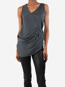 Helmut Lang Charcoal asymmetrical draped top - size XS