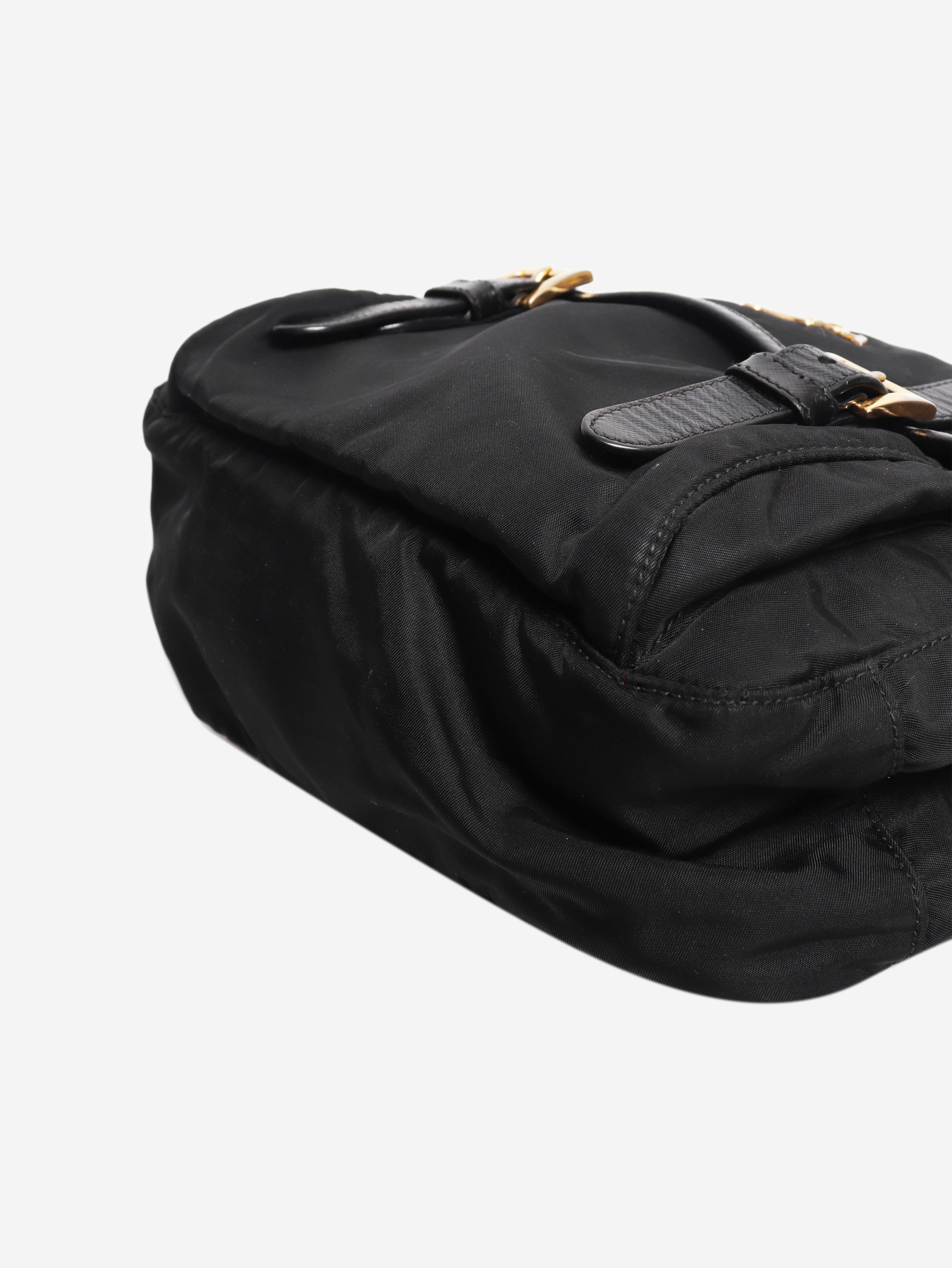 Black nylon satchel bag