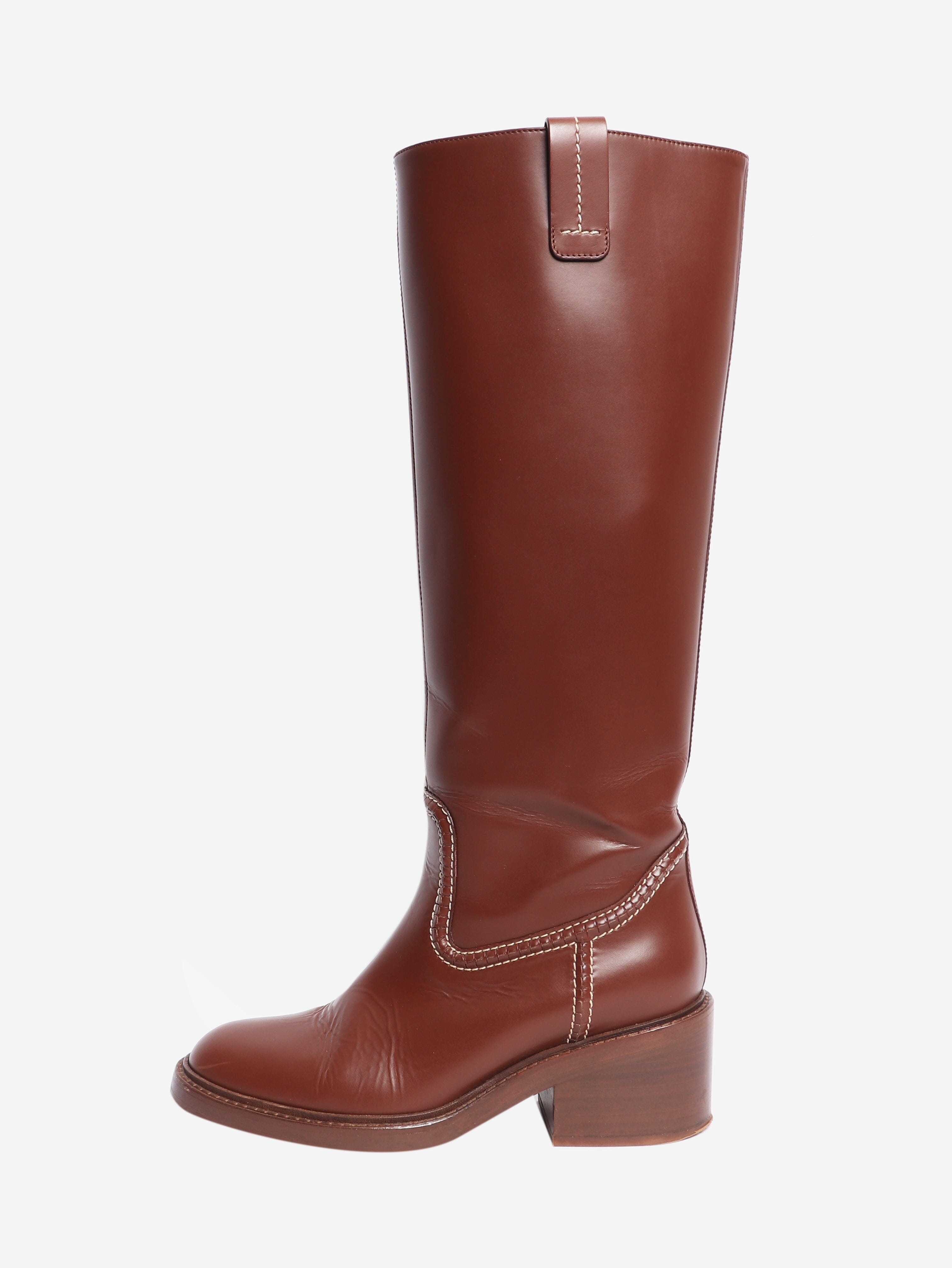 Chestnut Mallo leather knee-high boots - size EU 38 Boots Chloe 