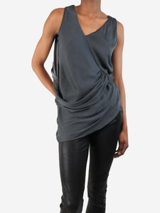 Helmut Lang Charcoal asymmetrical draped top - size XS