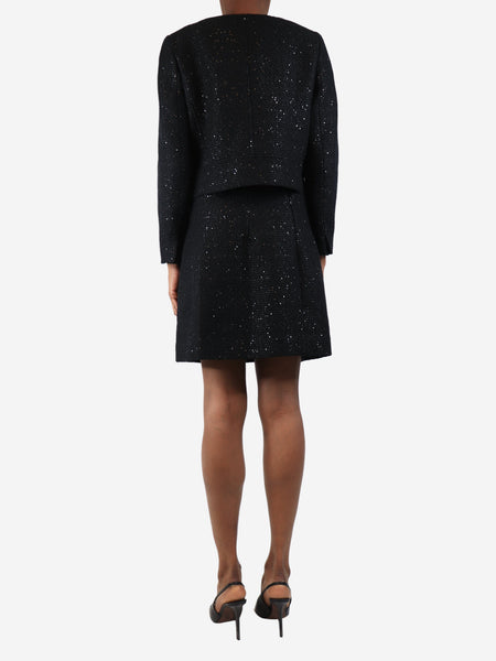 Black tweed sequin jacket and skirt set - size UK 8 alternate image