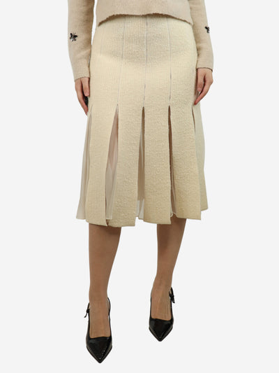 Cream tweed pleated midi skirt - size UK 12 Skirts Giambattista Valli 