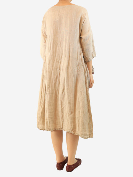 Oatmeal linen oversized dress - One size alternate image
