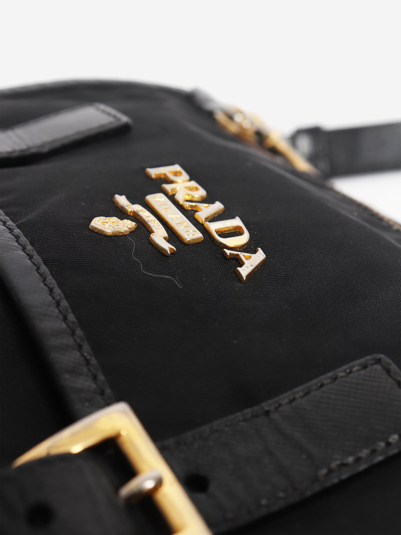 Black nylon satchel bag