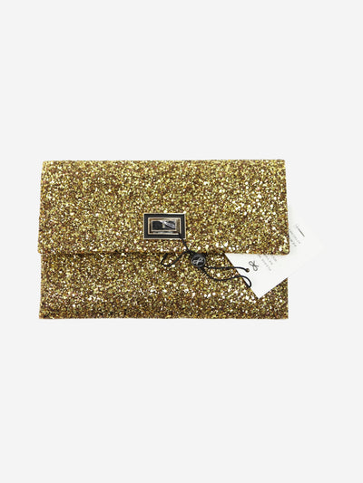 Gold Valorie glitter two tone clutch bag Clutch bags Anya Hindmarch 