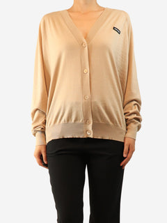 Neutral cashmere logo cardigan - size UK 12 Knitwear Miu Miu 