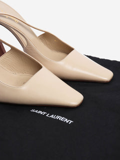 Neutral leather square-toe mules - size EU 39 Heels Saint Laurent 