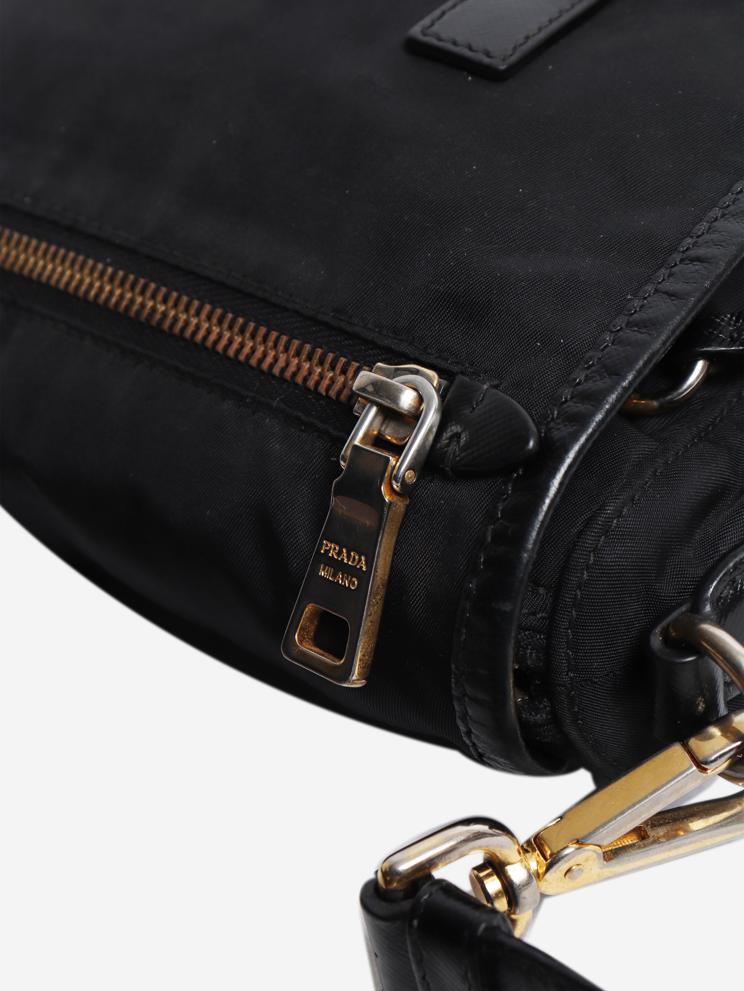 Black nylon satchel bag
