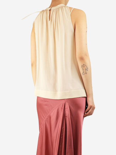 Cream silk sleeveless top with shoulder detail - size S alternate image