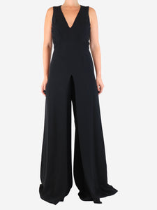 Valentino Black plunge-neck wide-leg jumpsuit - size