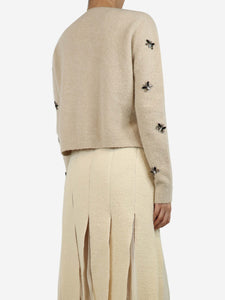 Gabriela Hearst Neutral cropped bejewelled-butterfly jumper - size S