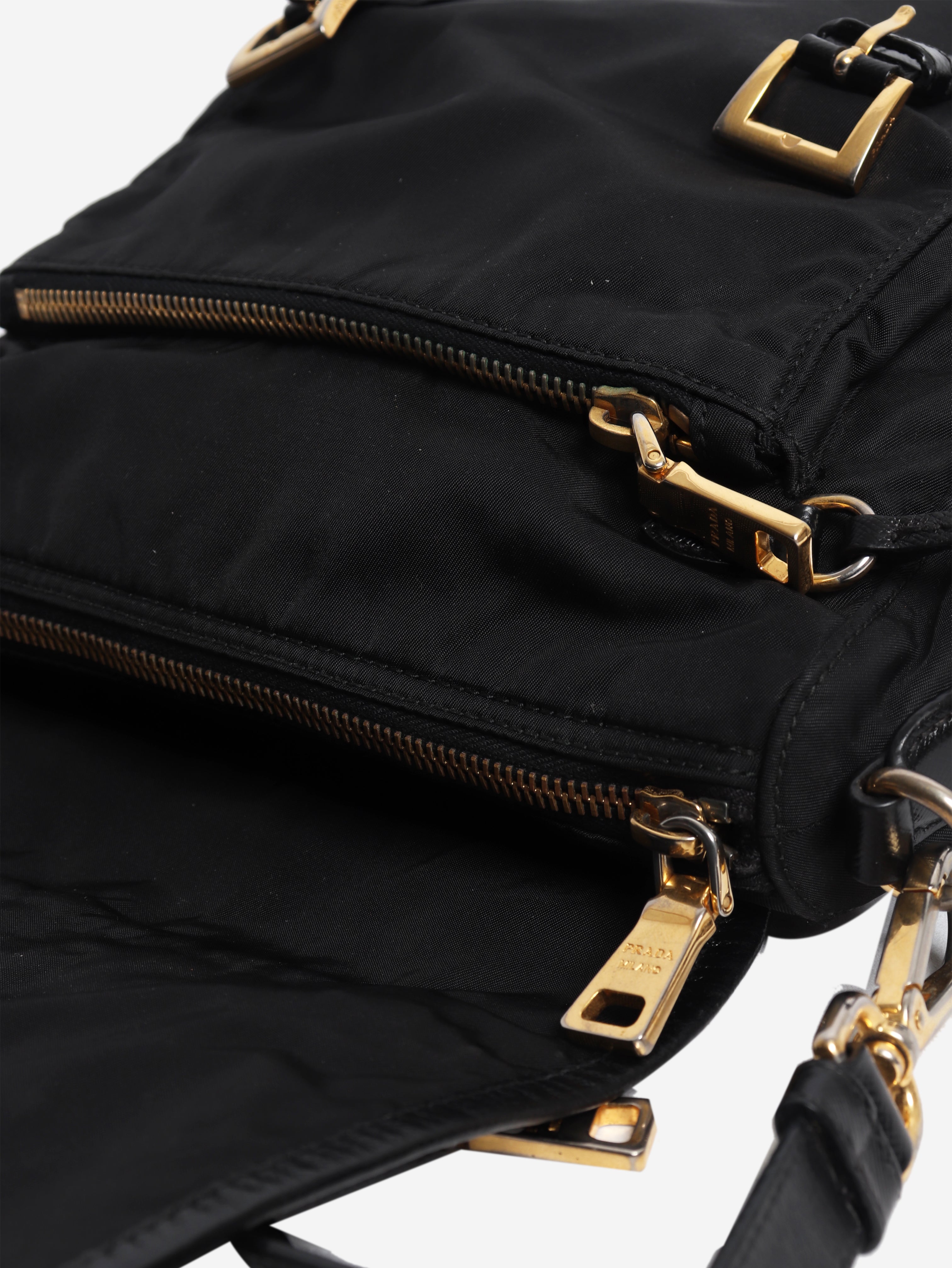 Black nylon satchel bag