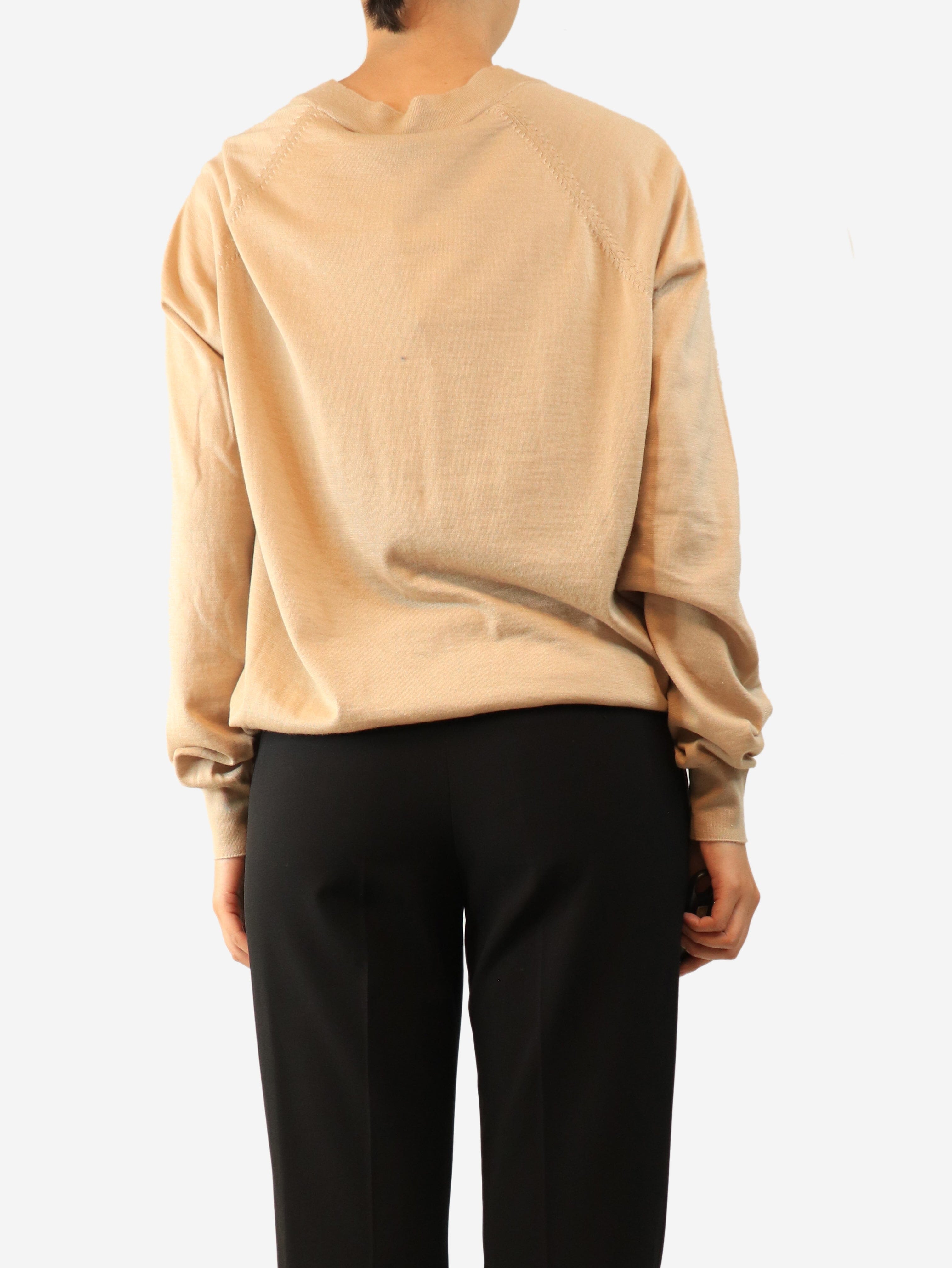Neutral cashmere logo cardigan - size UK 12 Knitwear Miu Miu 