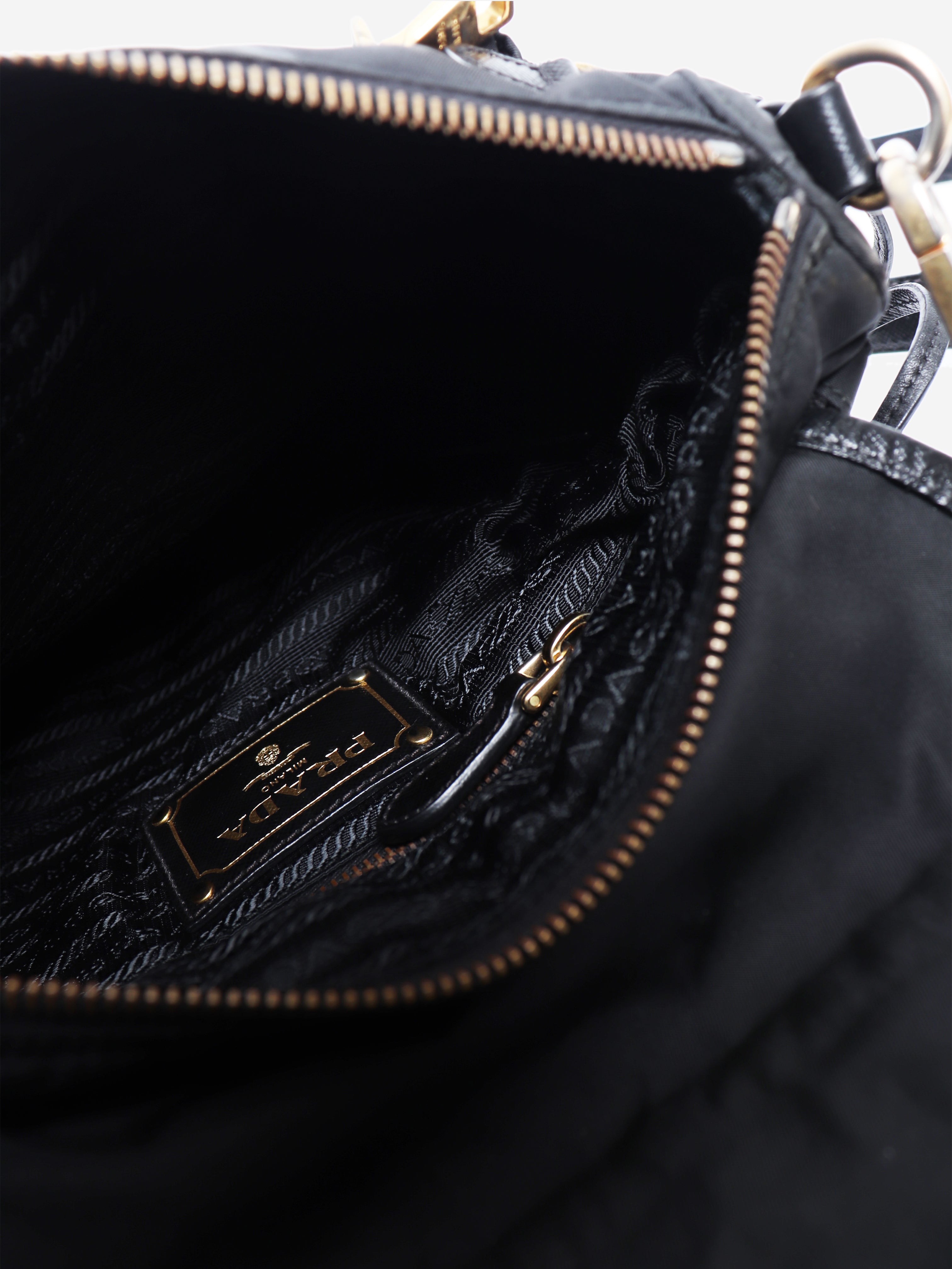 Black nylon satchel bag