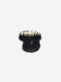 Black faux-fur embellished sandals - size EU 39.5 Flat Sandals Miu Miu 
