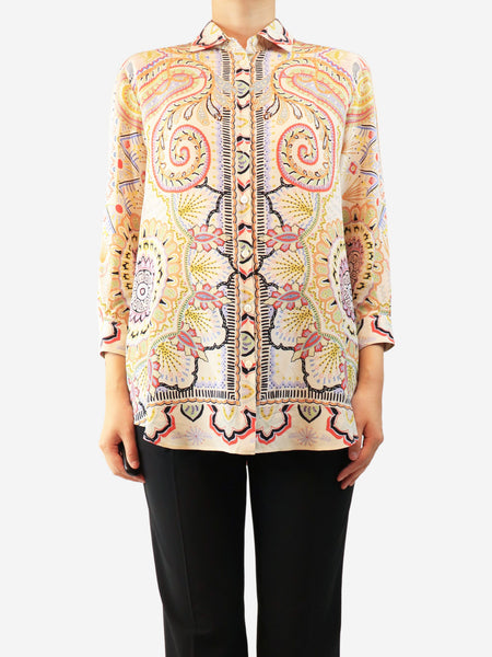 Multicolour paisley printed silk shirt - size UK 12 product image