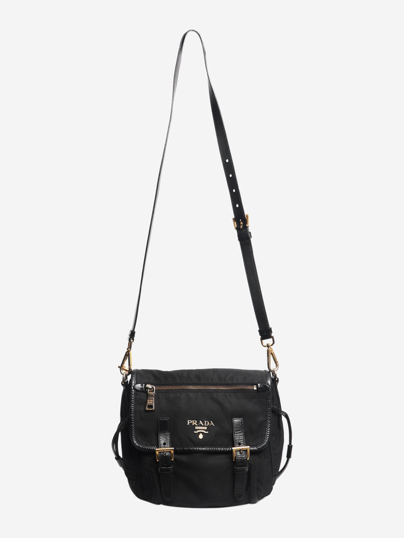 Black nylon satchel bag