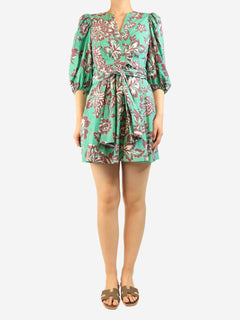 Green floral printed mini wrap dress - size UK 8 Dresses Claudie Pierlot 