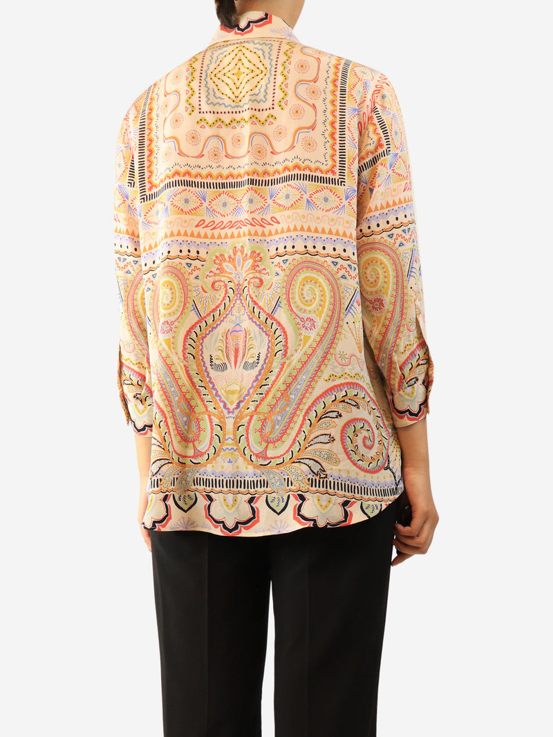 Multicolour paisley printed silk shirt - size UK 12 Tops Etro 