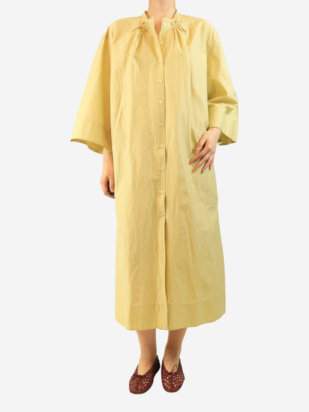 Yellow Belina belted cotton shirt dress - size UK 14 product image