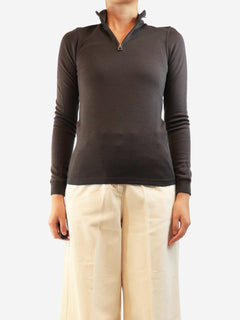 Brown quarter zip knit sweater - size L