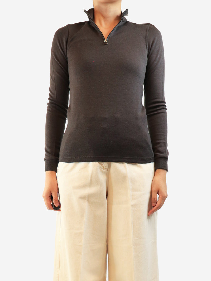 Brown quarter zip knit sweater - size L