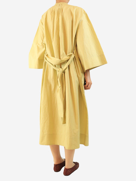 Yellow Belina belted cotton shirt dress - size UK 14 alternate image