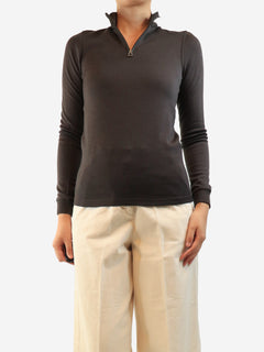 Brown quarter zip knit sweater - size L