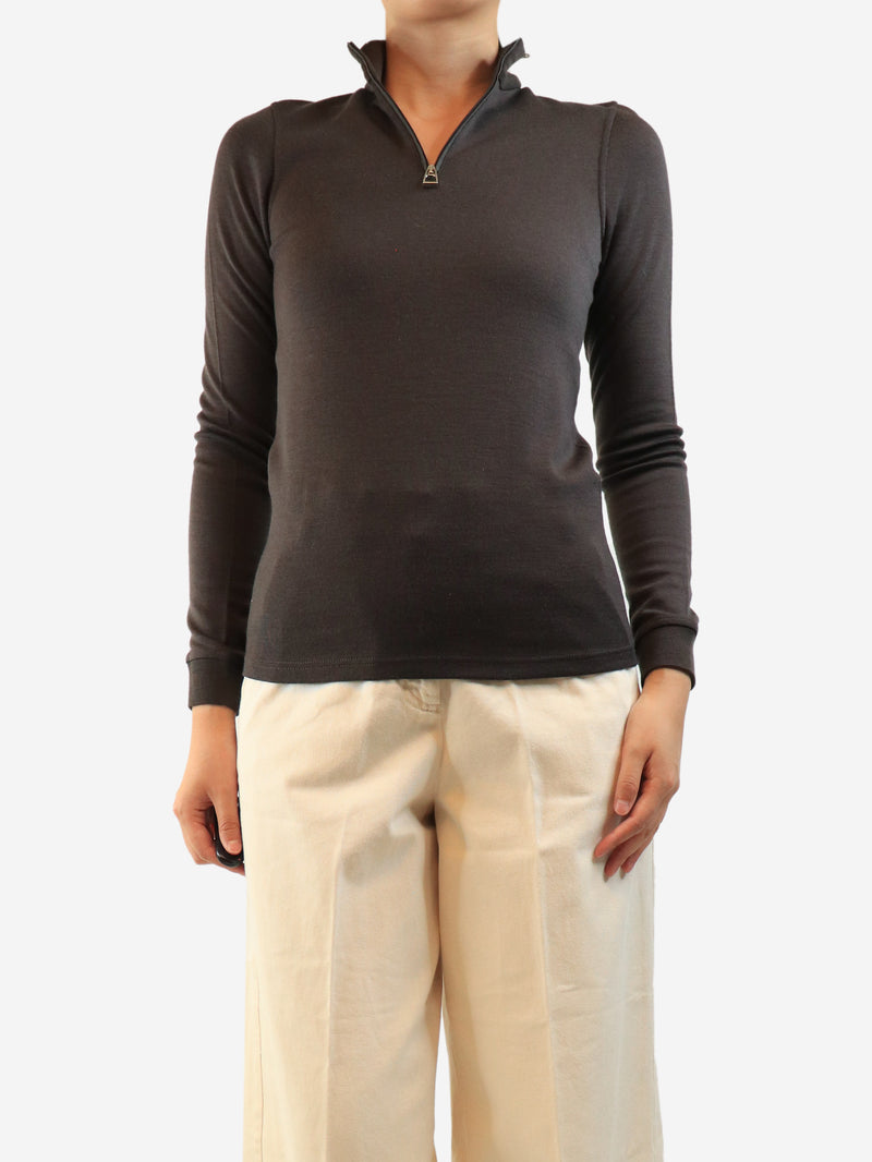 Brown quarter zip knit sweater - size L